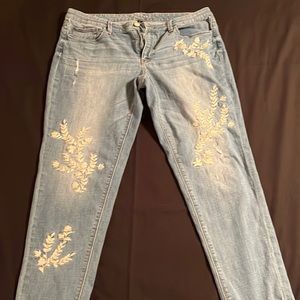 Womens 14 Boyfriend Embroidered Jeans